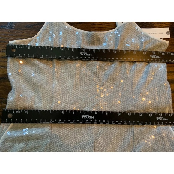 Anthropologie sequin Jumpsuit Women Silver Gray Stretch Coastal Disco Occasion - Picture 12 of 16